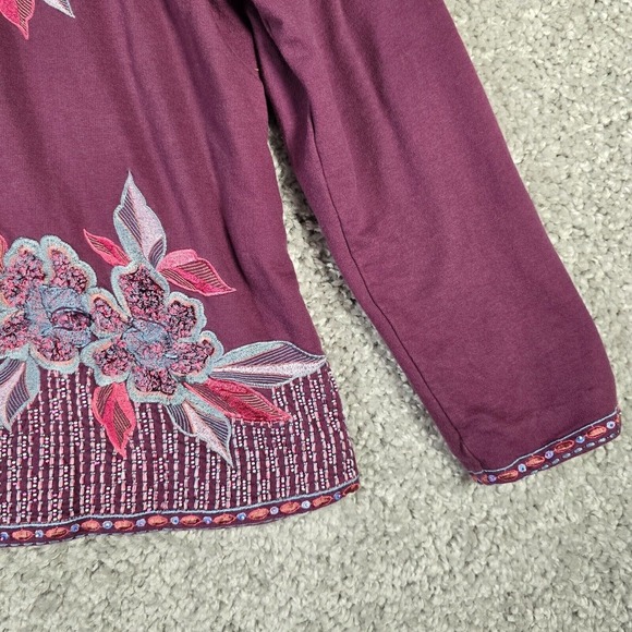 Soft Surroundings Playa Embroidered Jacket Womens Large Purple Beaded Sweater - Picture 3 of 13